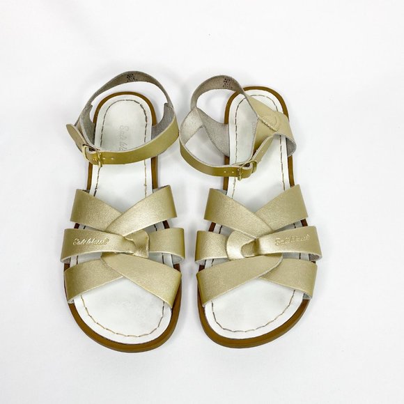 Salt Water Sandals by Hoy Shoes - Salt Water Sandals By Hoy Womens Gold Metallic Ankle Strap Sandals Size US 9